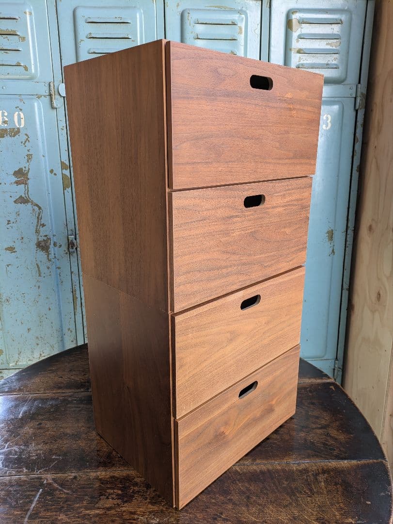 無印良品 スタッキングチェスト 引出し ウォールナット材　2段　棚