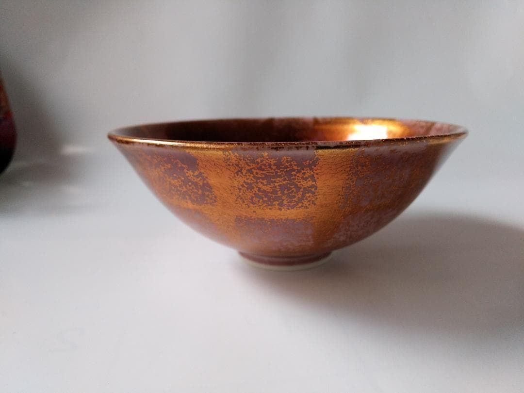 平戸山玉泉 福本彌治右ェ門 極彩金蘭手 釉裏金彩 共箱 共布 栞 抹茶碗 新品