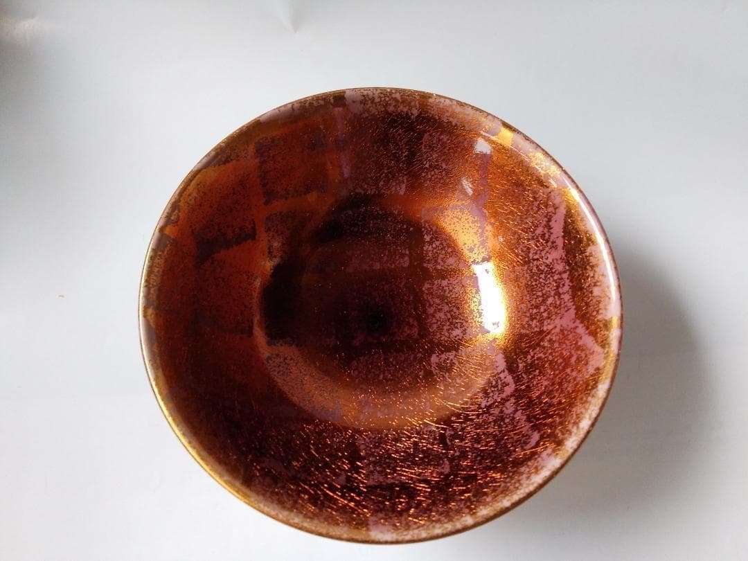 平戸山玉泉 福本彌治右ェ門 極彩金蘭手 釉裏金彩 共箱 共布 栞 抹茶碗 新品