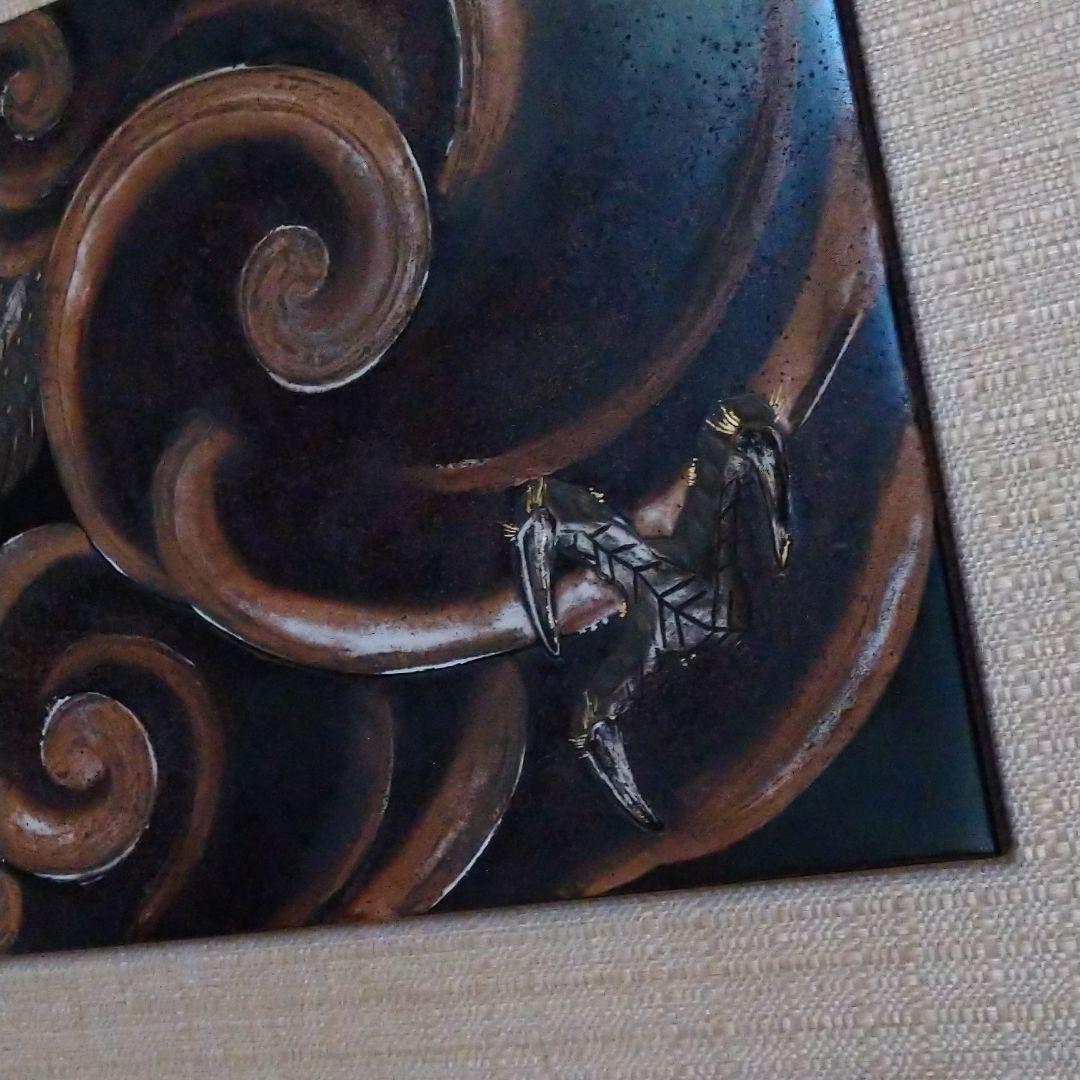 石川県能登 特産輪島塗漆額『龍』　欄間額　桐箱付