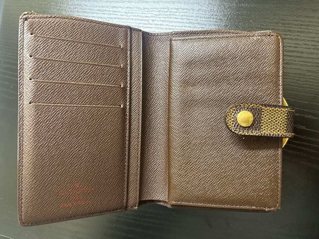 LOUIS VUITTON 2つ折り財布/レザー/WHT/チェック