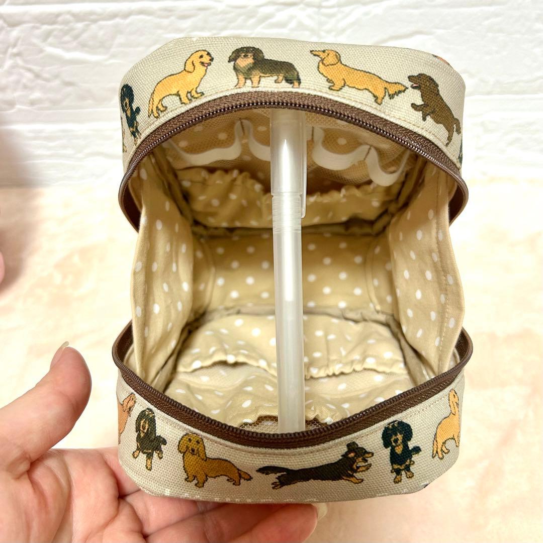 かなみです ダブルファスナーペンケース ダックスフント