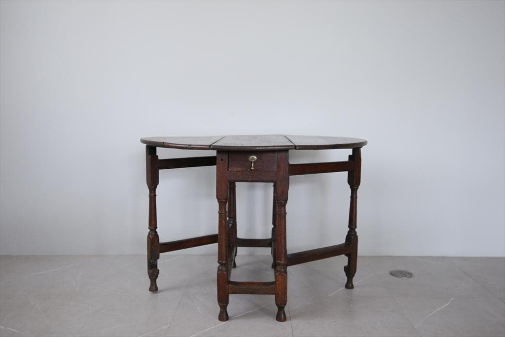 英国アンティーク木製ゲートレッグテーブル/ダイニング机バタフライ(74-243)