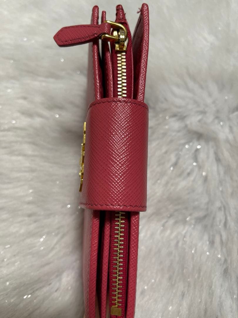 【PRADA】プラダ財布☆サフィアーノ☆コンパクトウォレット☆ピンク美品