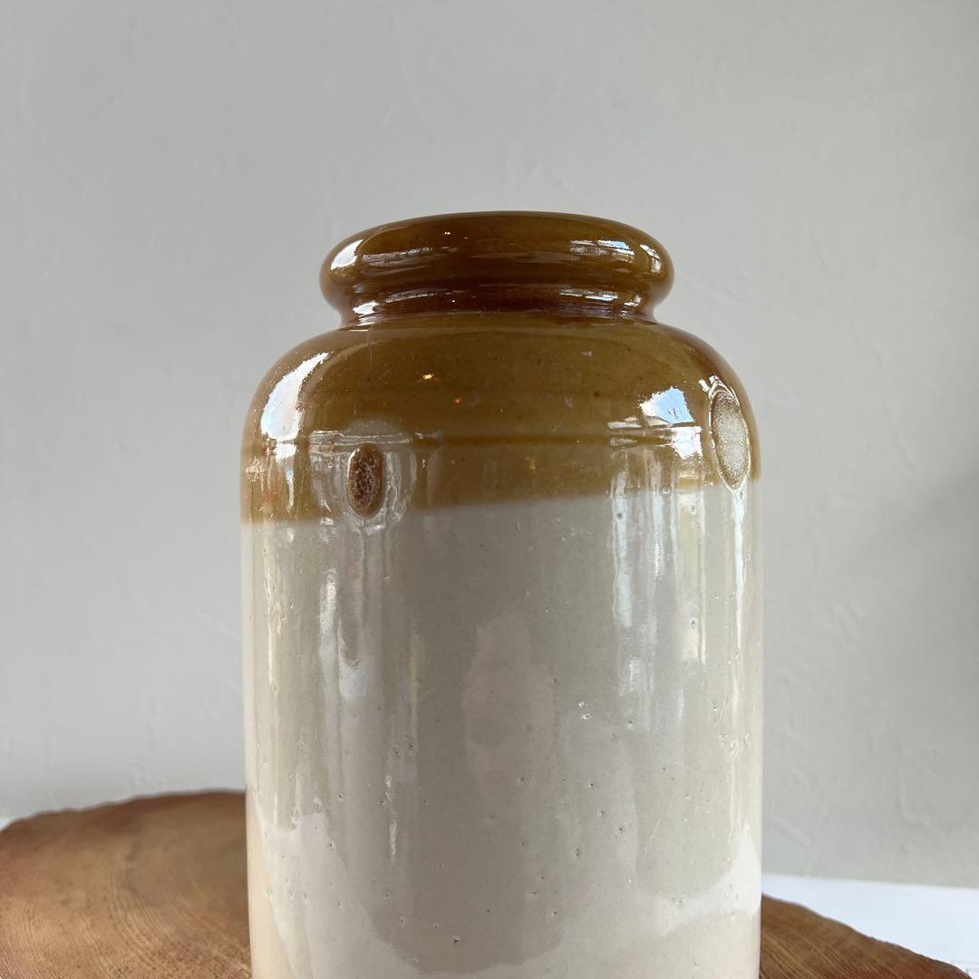 k147 英国アンティーク ストーンウェア製ジャー（ジャムポット・ボトル）保存瓶