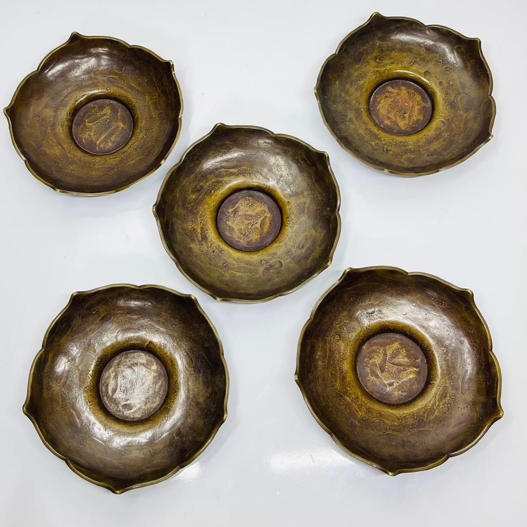 金谷五郎三郎 托子五枚セット 黄銅製 金属工芸 造
