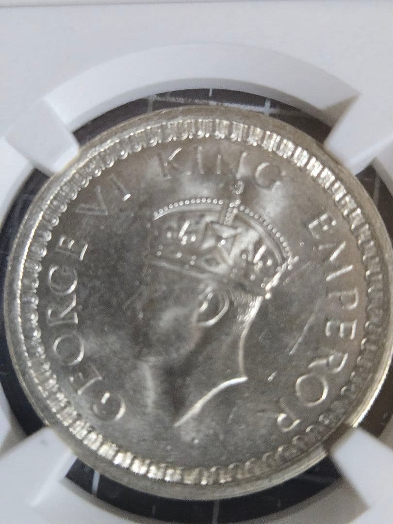1942年 インド ルピー MS 63 ジョージ6世 イギリス 銀貨 NGC