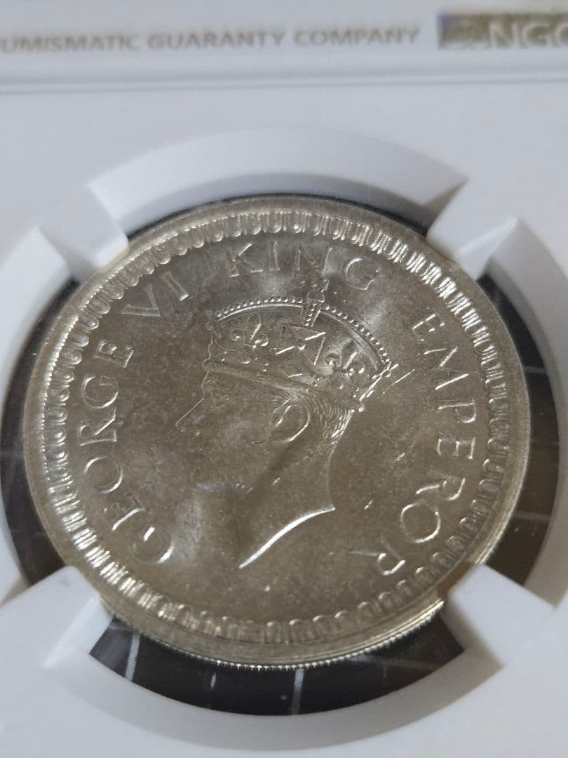 1942年 インド ルピー MS 63 ジョージ6世 イギリス 銀貨 NGC