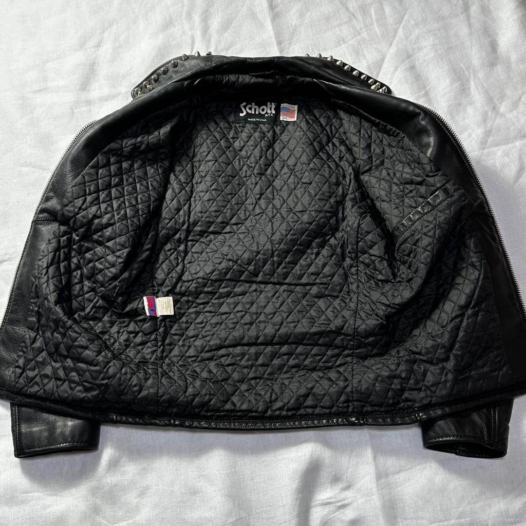 USA製 ショット レザージャケット シングルライダース 544 スタッズ 黒