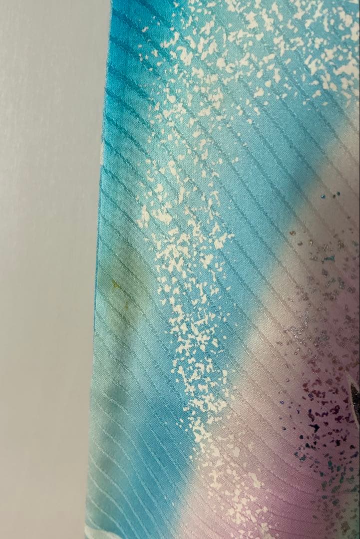 振袖一式セット　振袖/長襦袢/袋帯/他… 着丈160㎝以上　袖丈109㎝　ブルー