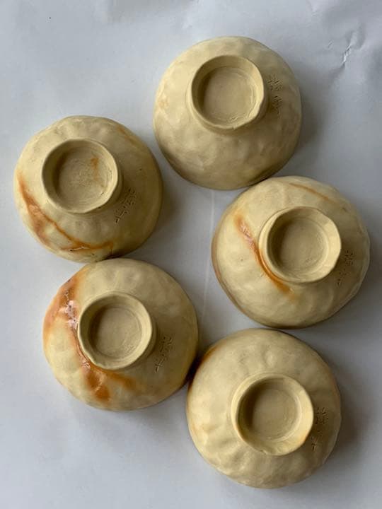 【茶器セット1  白泥　手捻り火襷】間野弥平　　共箱