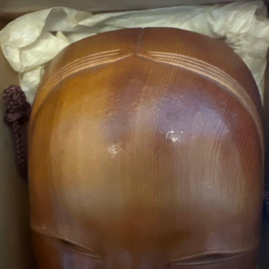 能面（檜）木彫ヴィンテージ 40年前 未使用・美品 箱付き