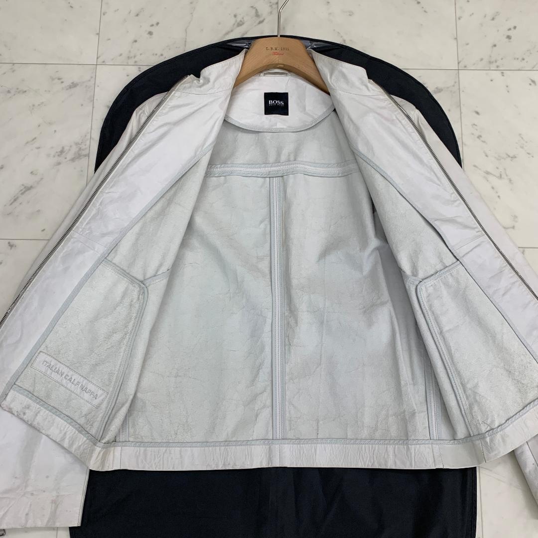 HUGO BOSS レザー ジャケット シングルライダース Lサイズ カウレザー