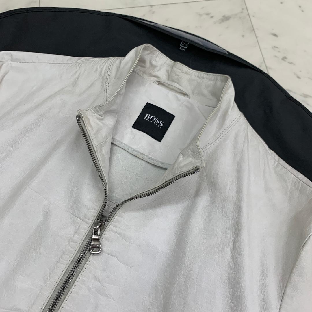HUGO BOSS レザー ジャケット シングルライダース Lサイズ カウレザー