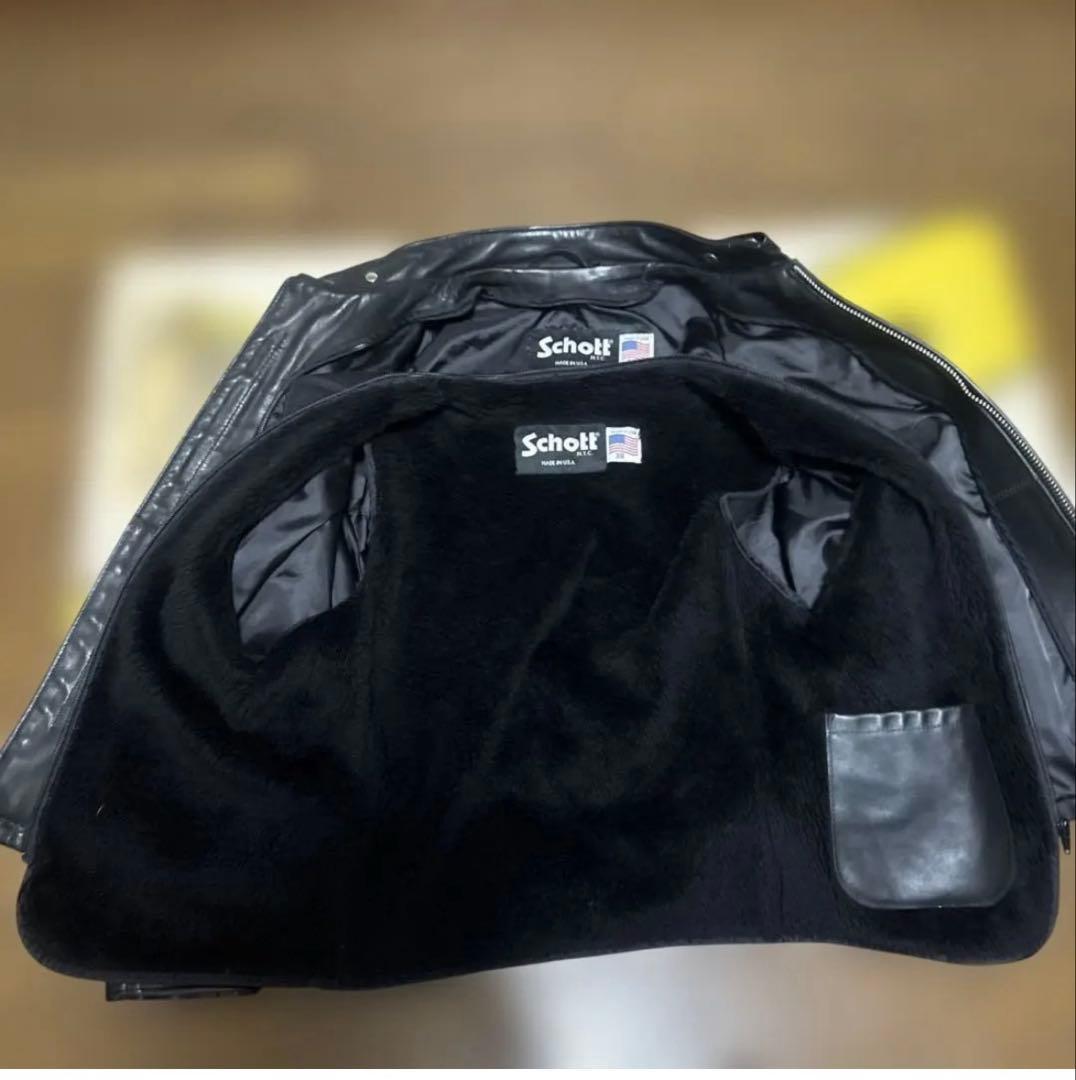 超美品‼️最新型schott641 38インチ　ライダースインナーボア付
