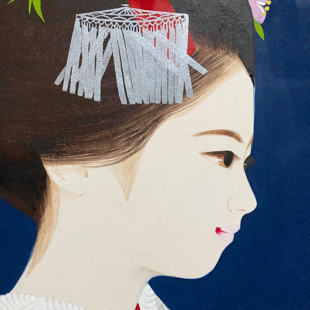 【真作保証】清水達三「舞妓」10号 直筆サイン 共シール 美人 額装 絵画