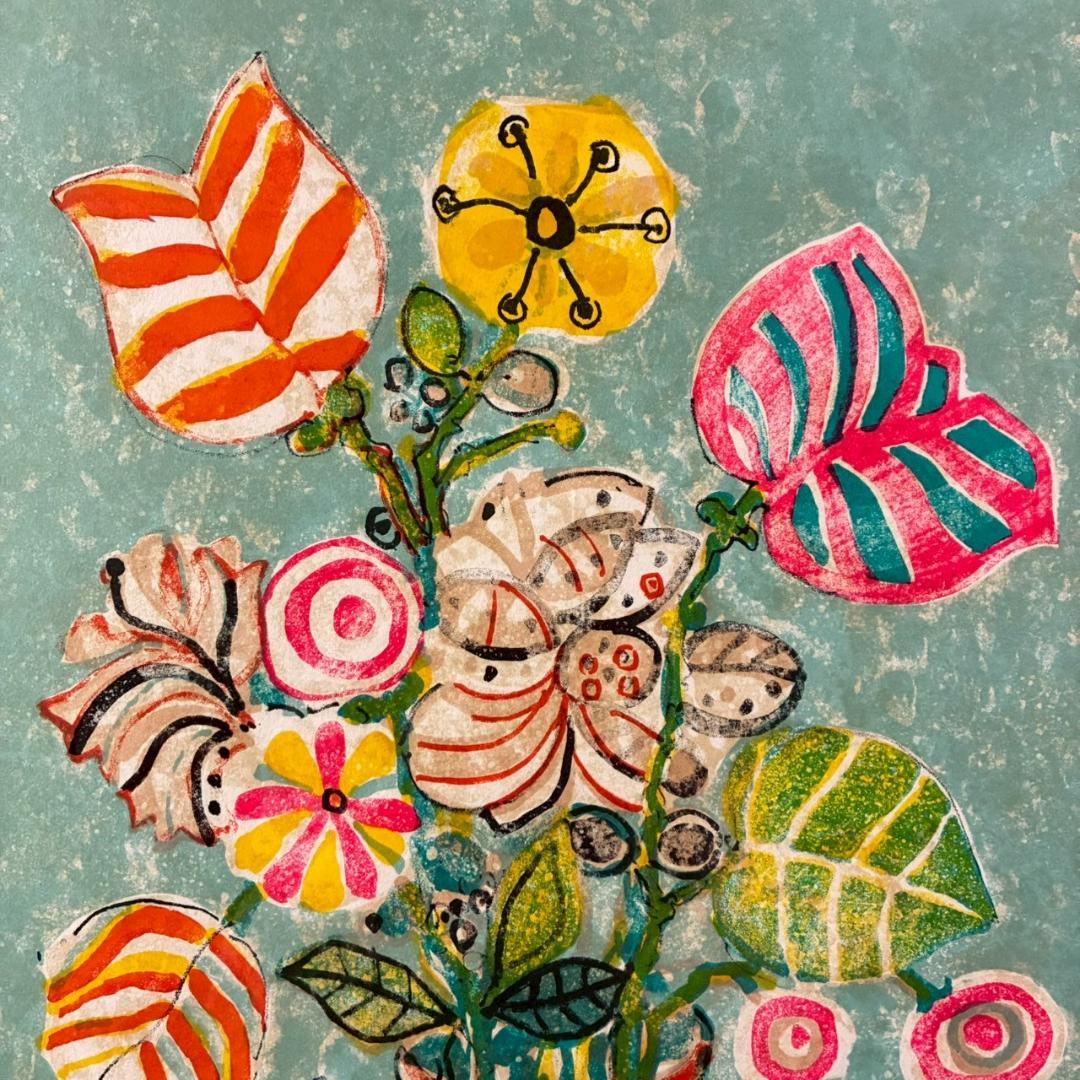 美品 ポール・アイズピリ「水差しの花束」リトグラフ 直筆サイン入 額縁入り