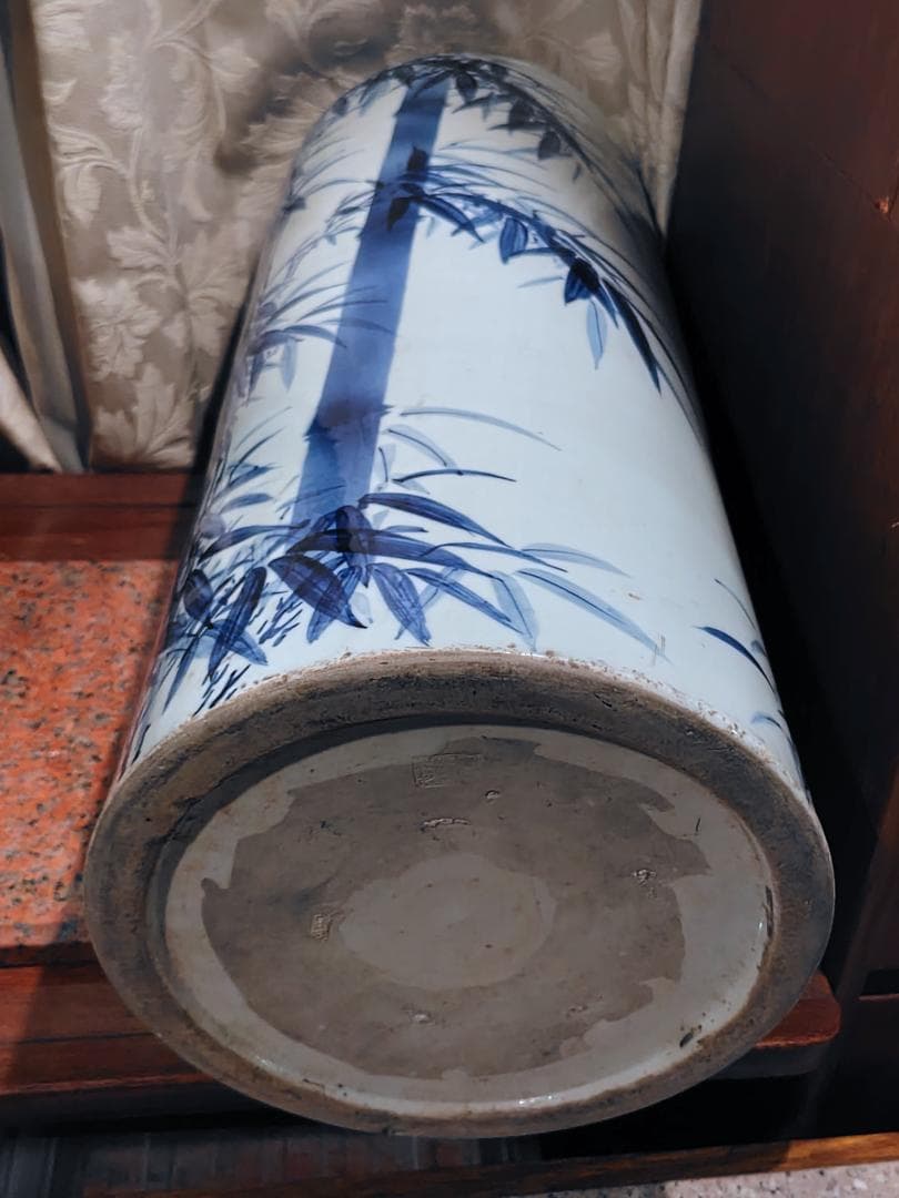 伊万里　染付け「土間火鉢」「立火鉢」　明治〜大正　特注品　極稀少　花器　傘立て