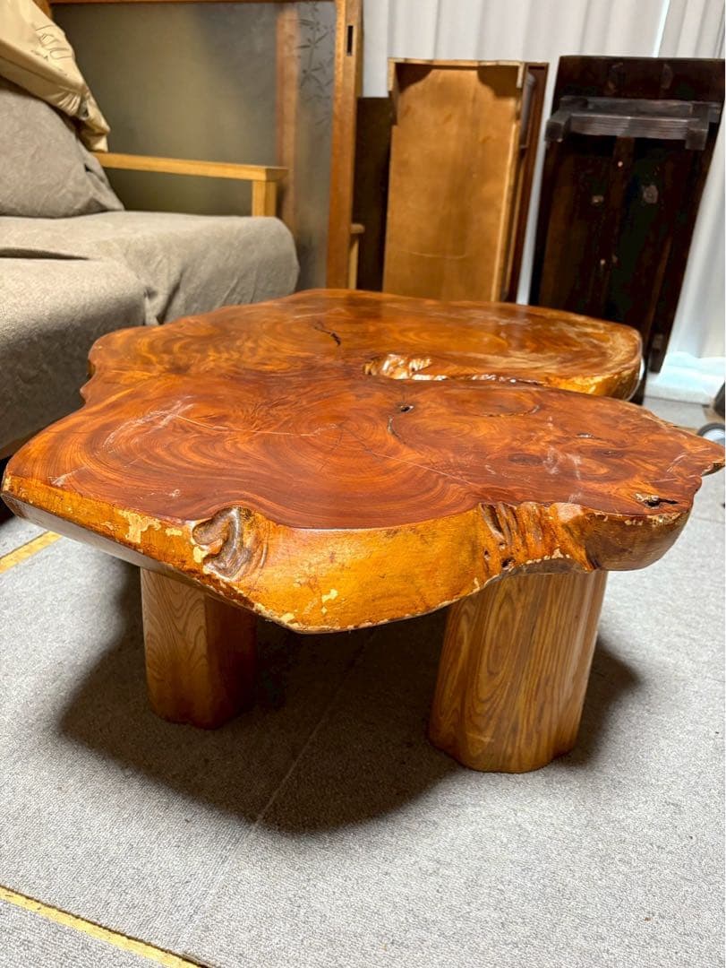 銘木 ケヤキ 一枚板 座卓 ローテーブル 無垢材 和家具 高級 幅107cm