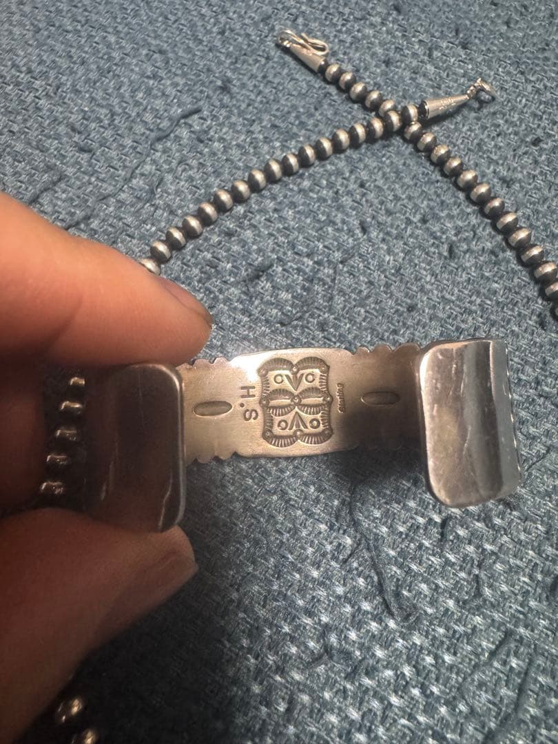 本日限定　超希少天然ターコイズ シルバーバングル HS刻印ナバホパールネックレス