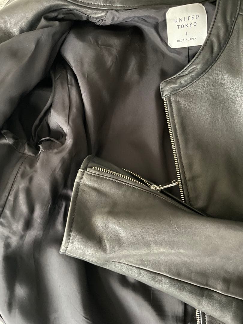 UNITED TOKYO シングル レザーライダースジャケット 3 黒