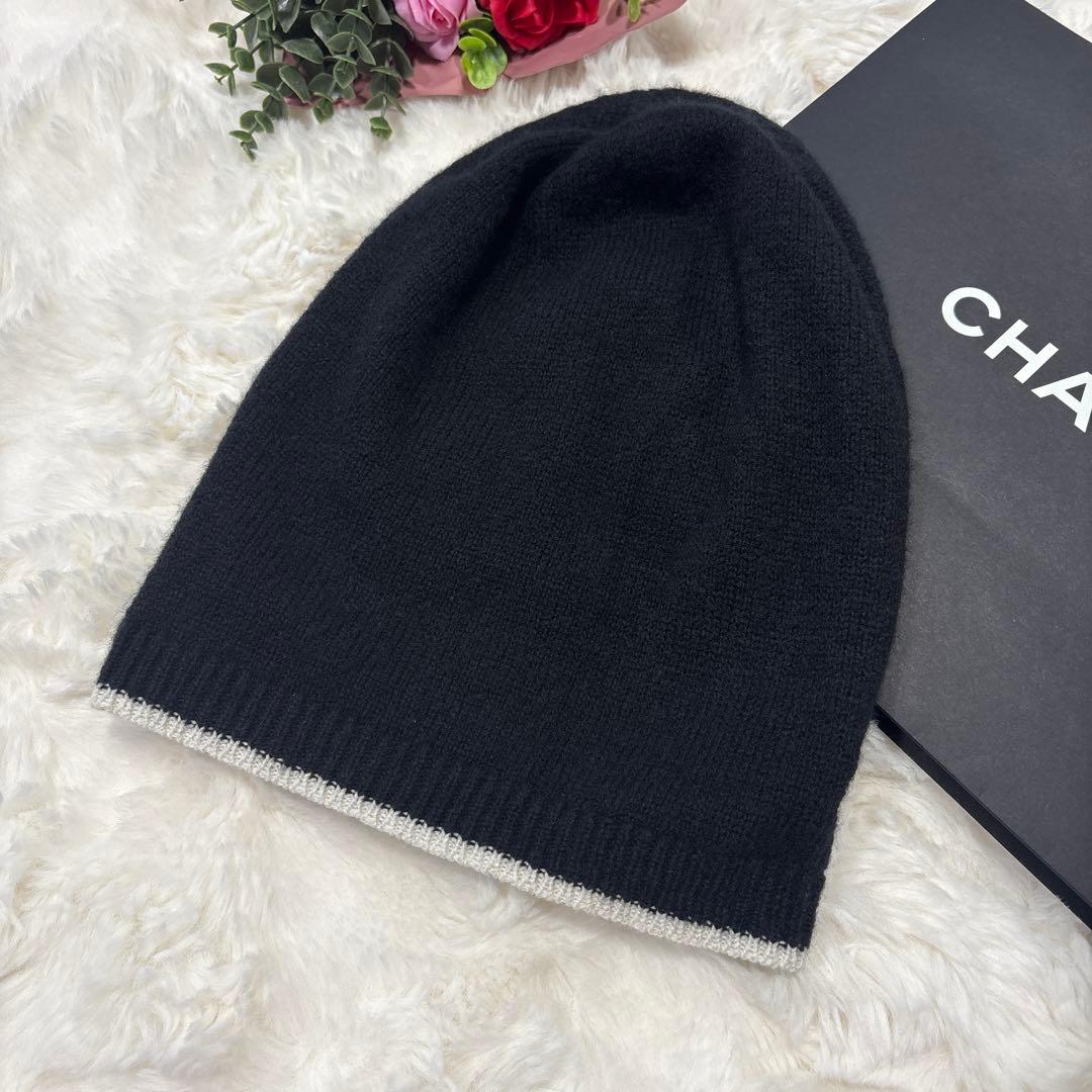 美品 CHANEL シャネル ツイード カシミヤ×シルク ニット帽 ビーニー