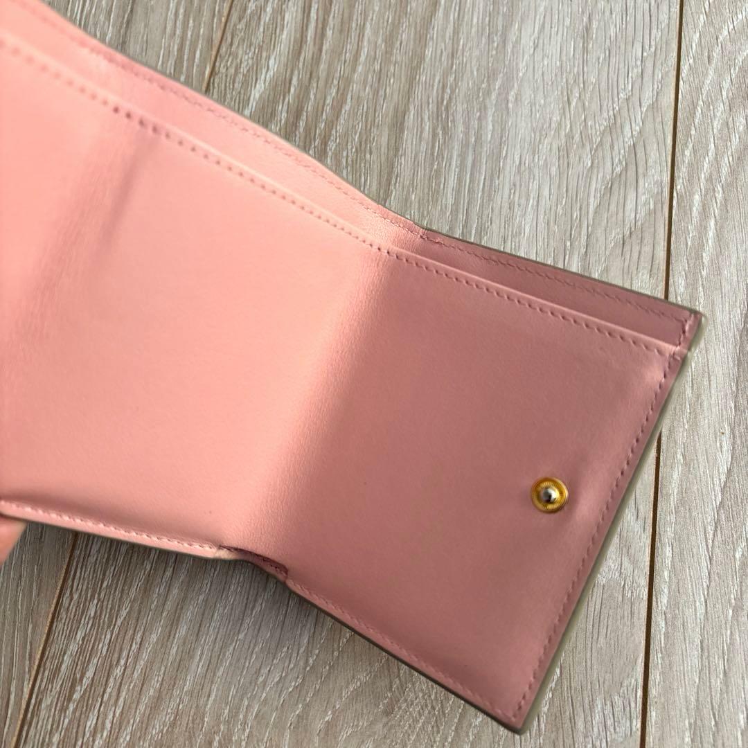 BONAVENTURA ボナベンチュラ グレージュ×ベイビーピンク 三つ折り財布