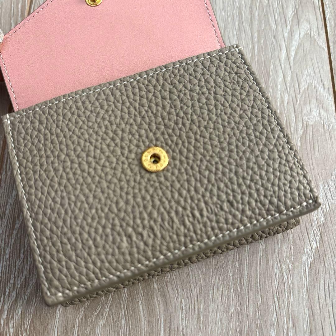 BONAVENTURA ボナベンチュラ グレージュ×ベイビーピンク 三つ折り財布