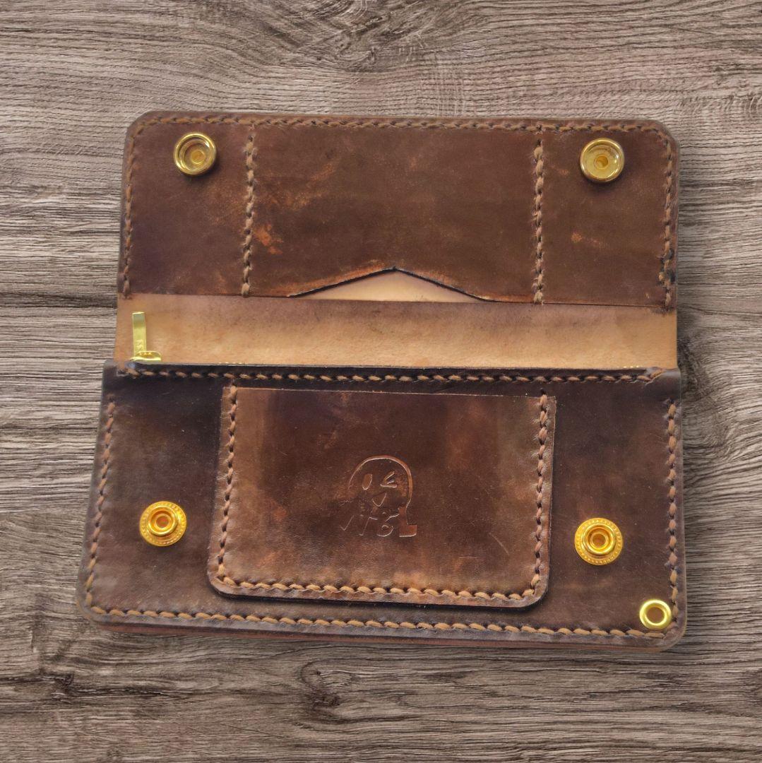 トラッカーウォレット 手染め ヌメ革 ⑯