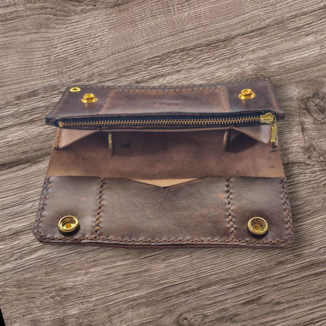 トラッカーウォレット 手染め ヌメ革 ⑯