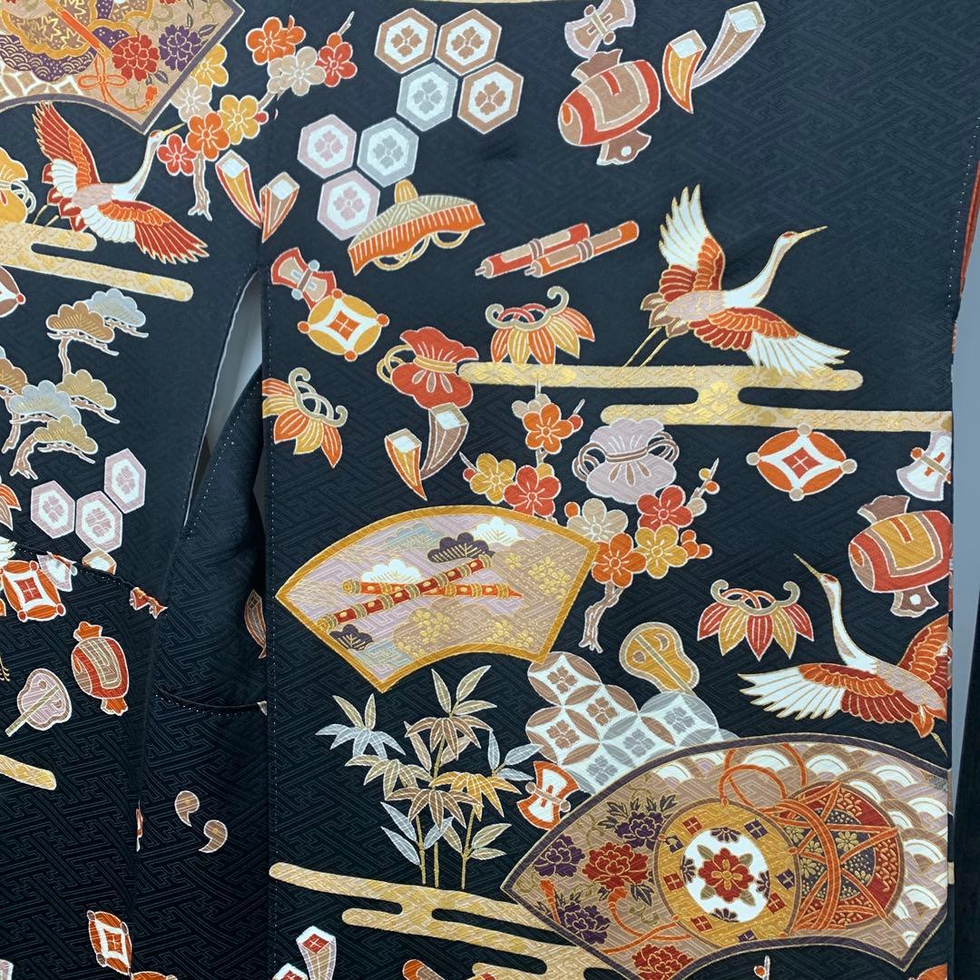 D21 正絹 振袖 松竹梅 鶴 縁起物 成人式 着物