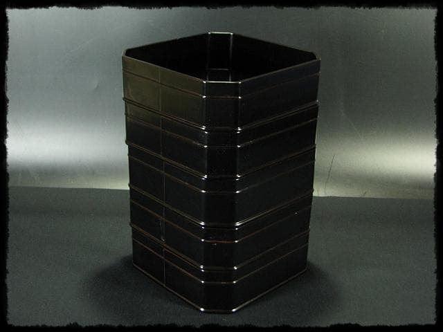 京塗名工 岡田 表寛 利休形 縁高 黒真塗 五重 菓子器 茶道具 共箱 g1