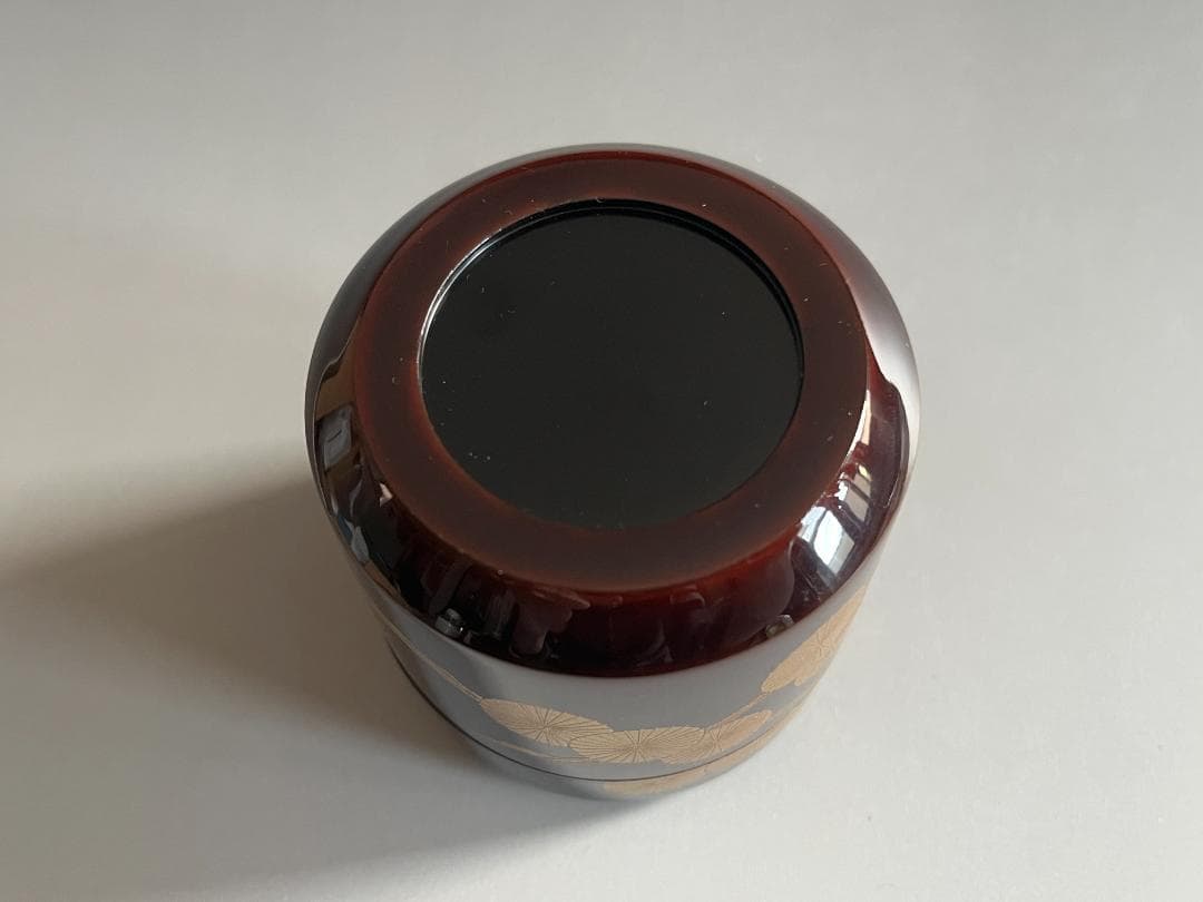 坂下雄峰　唐松蒔絵　雪吹　薄茶器　茶道具