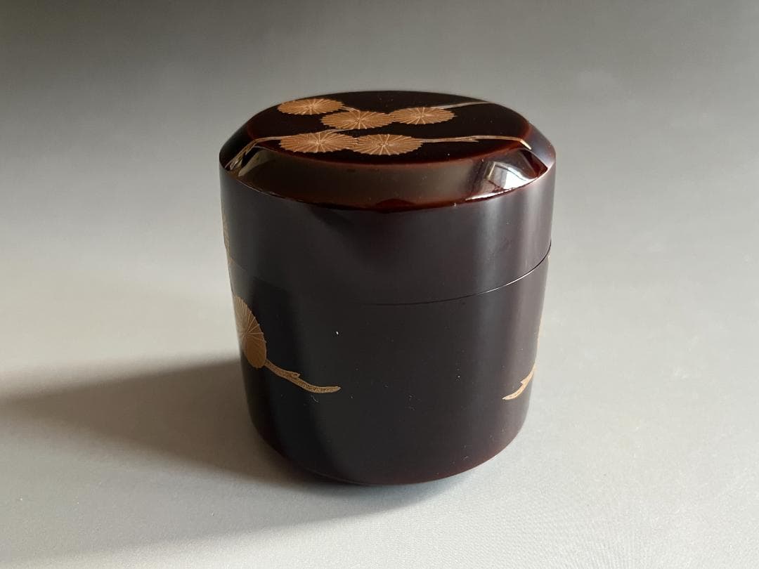 坂下雄峰　唐松蒔絵　雪吹　薄茶器　茶道具