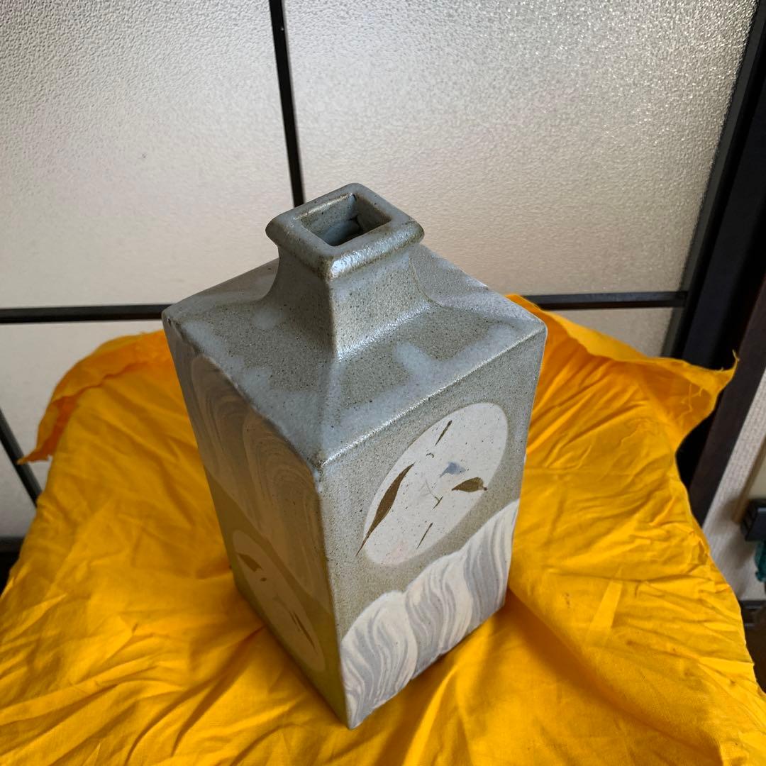 益子焼　明石庄作　鉄絵角瓶