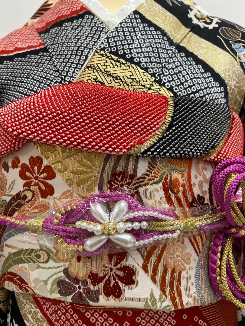 豪華　振り袖　フルセット　別誂長襦袢　成人式　金彩　宝づくし　刺繍　絞り　647