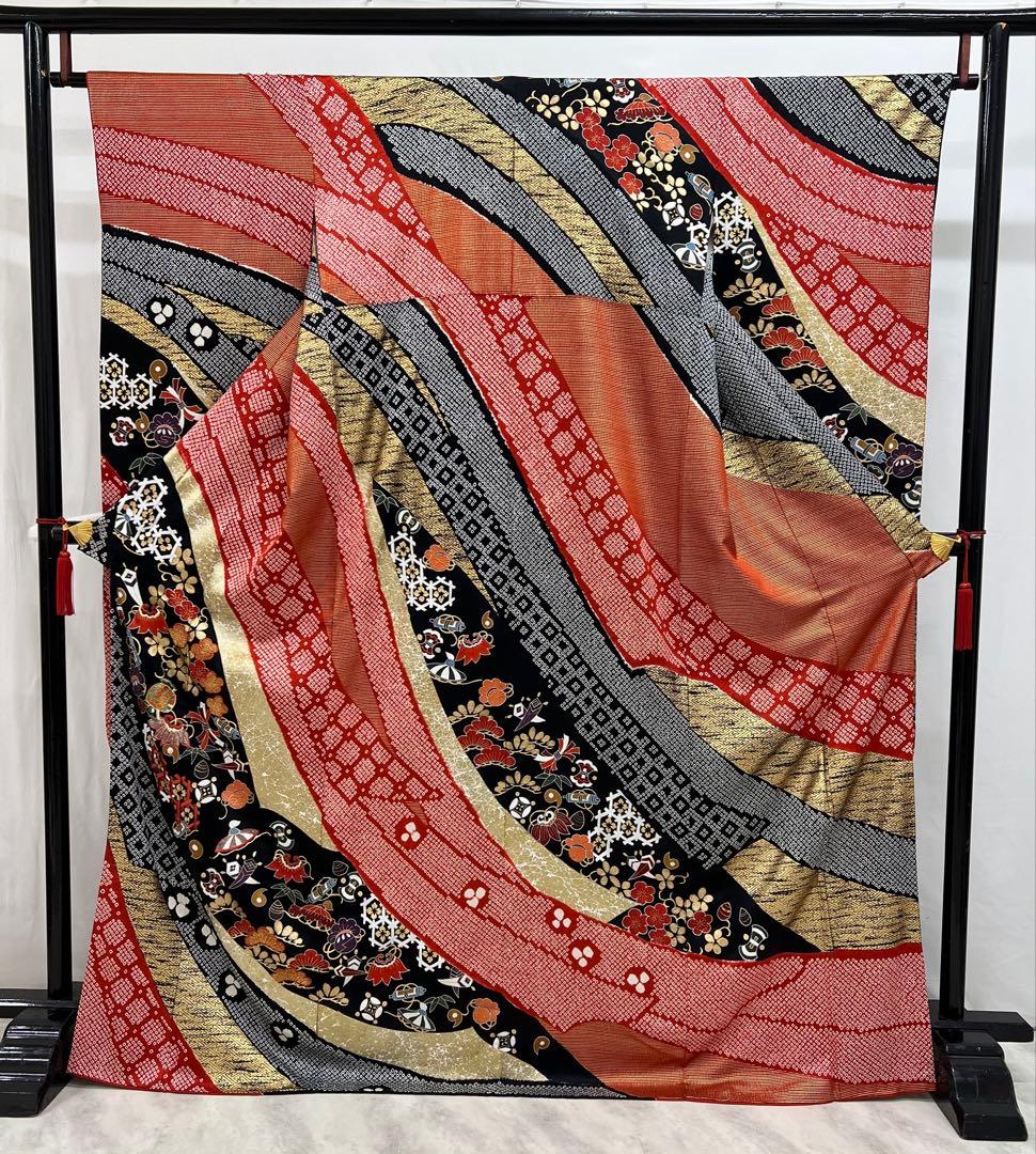 豪華　振り袖　フルセット　別誂長襦袢　成人式　金彩　宝づくし　刺繍　絞り　647