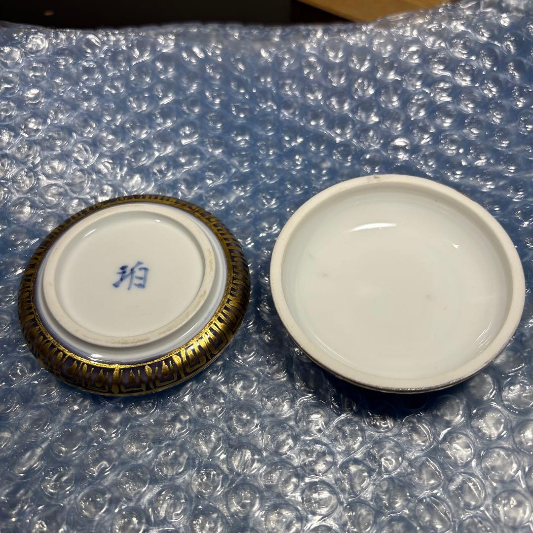 真作　小野珀子　金襴手香盒