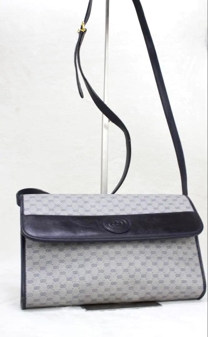 オールドグッチ　ショルダーバッグ グレー ネービー