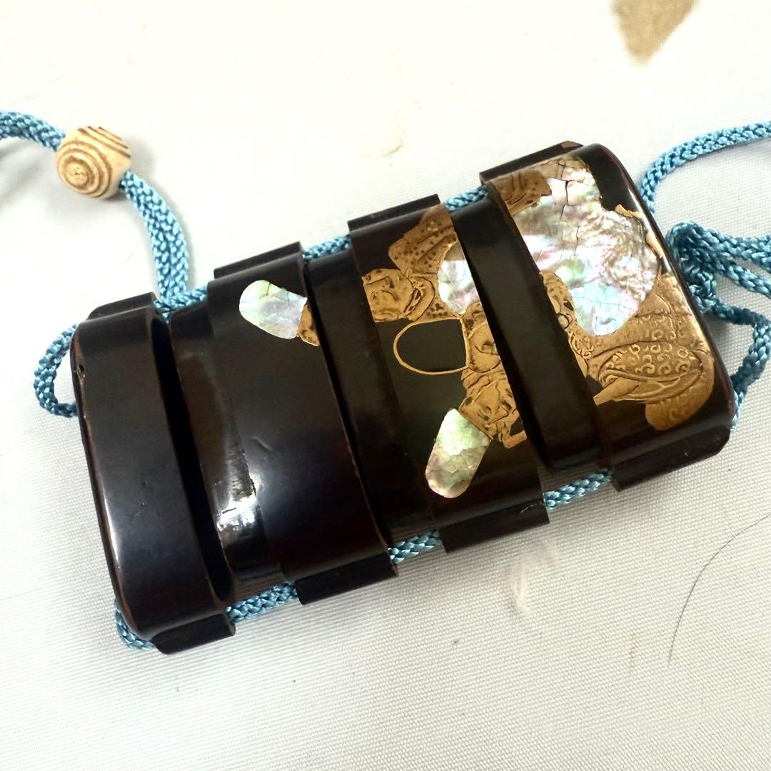 時代物　蒔絵　螺鈿　印籠　根付