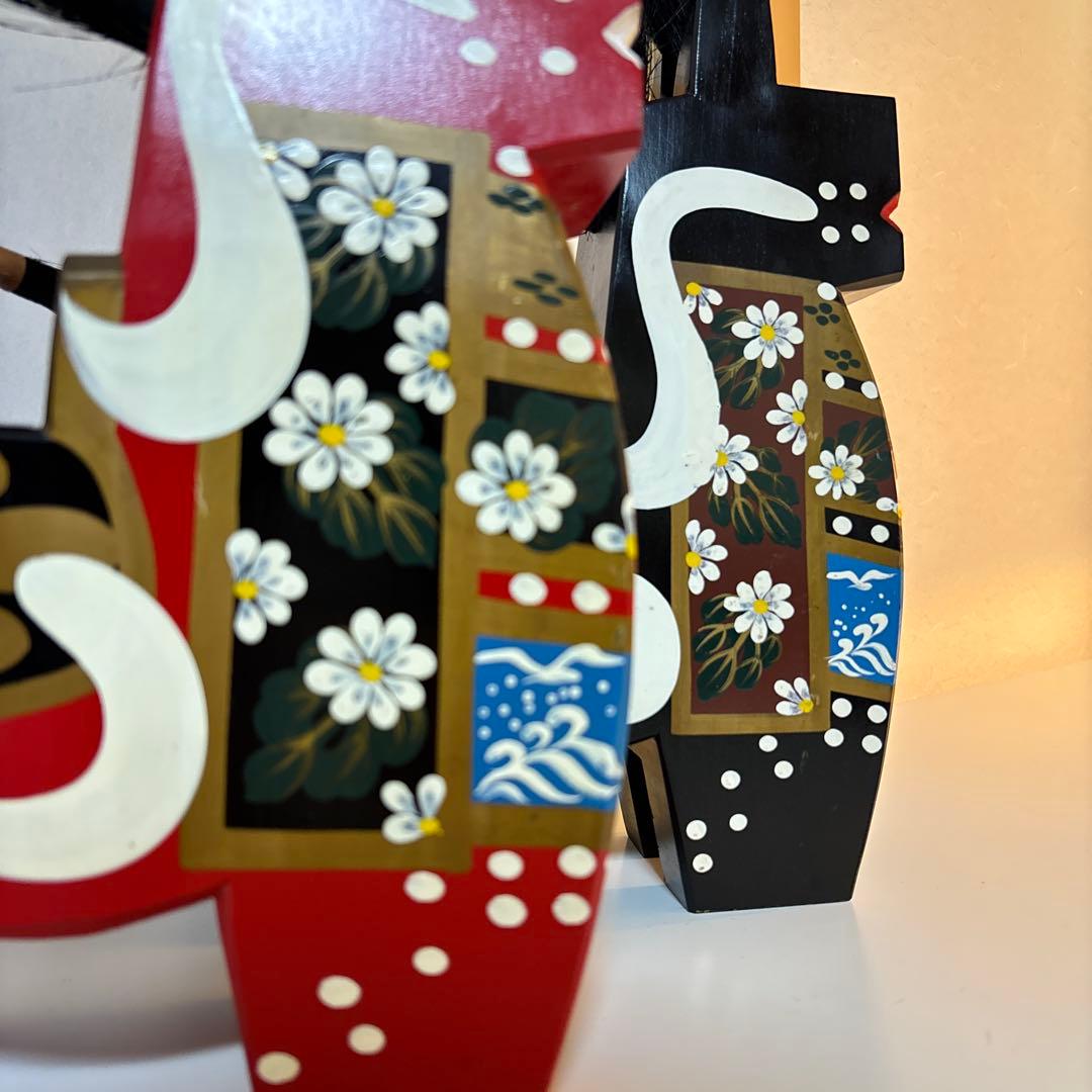 特大 大きい 八幡馬　高さ 33センチ 2個セット 赤 黒 希少 立派 高価