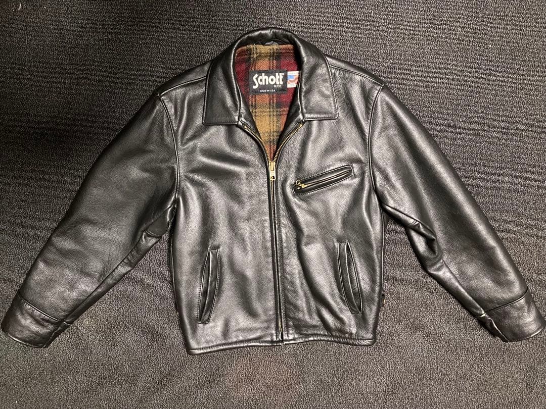 Schott 681 USA製 ウール裏地 シングル ライダースジャケット 38