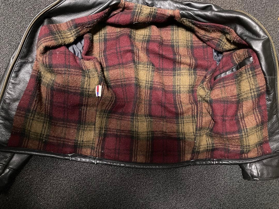 Schott 681 USA製 ウール裏地 シングル ライダースジャケット 38