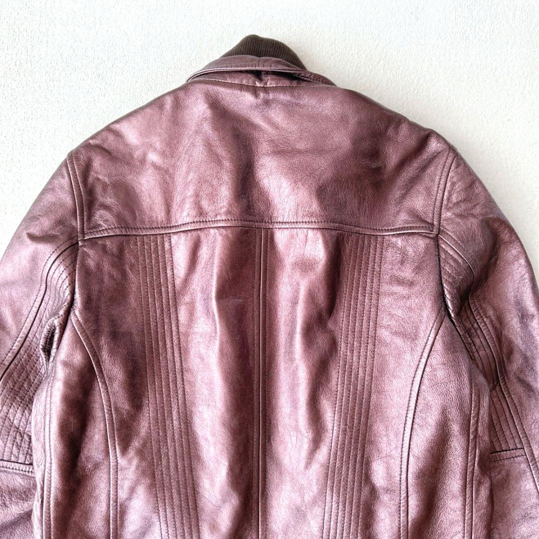 DOLCE&GABBANA ラムレザー メタリック ジャケット 50 ライダース