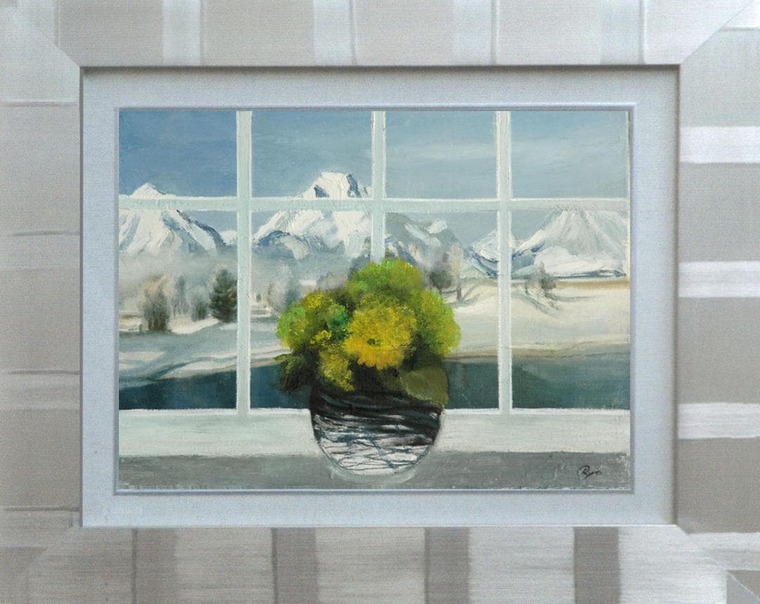 油絵 菅家令子 絵 絵画 インテリア 額付(銀) 油絵 F4-070602 花