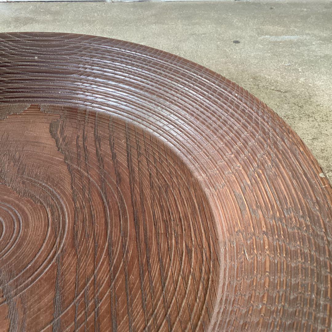 直径38cm 桑の木の器　木のプレート　くり抜き盆　ろくろ引き　当時物　時代物