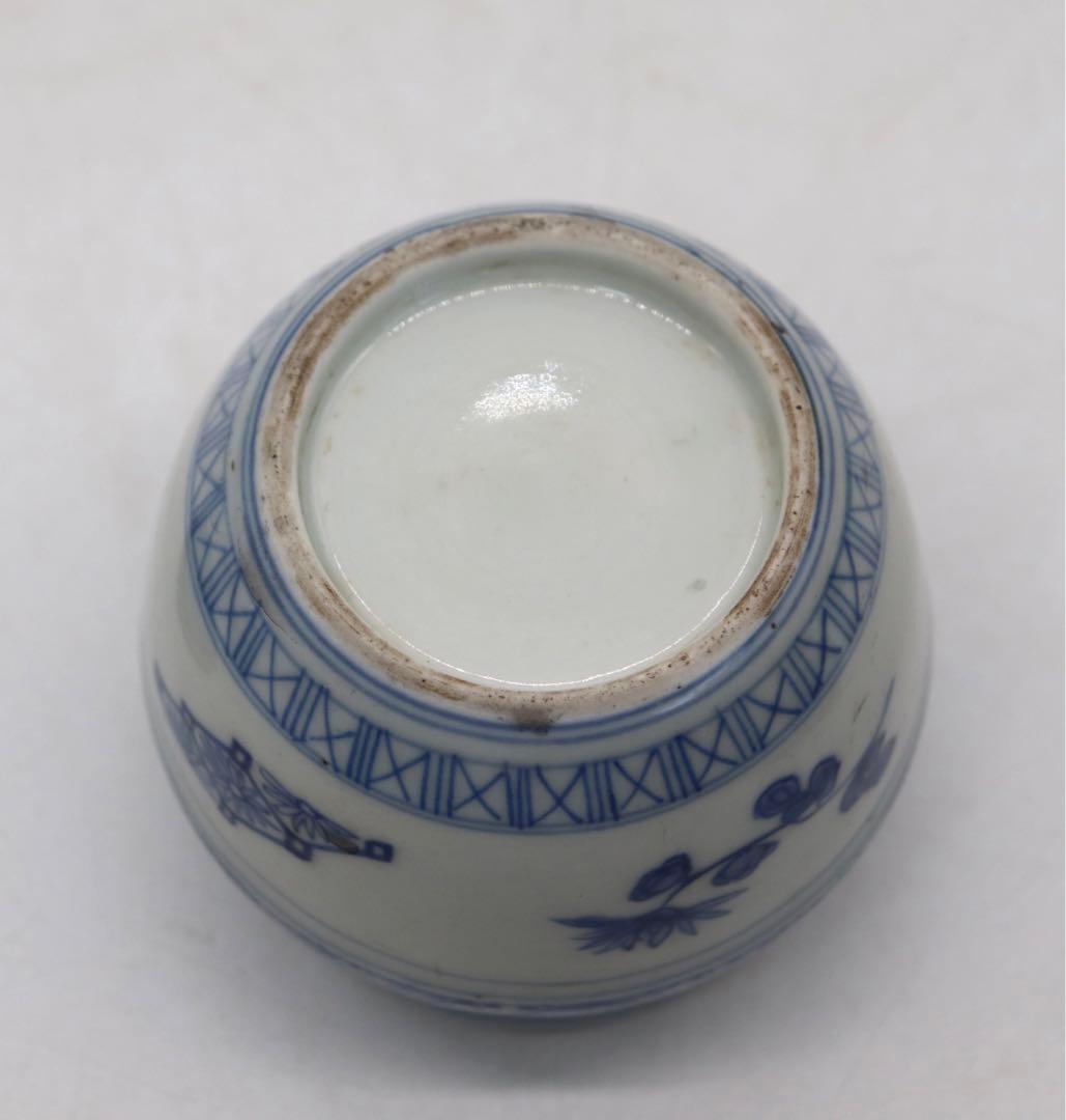 中国　染付　茶入　古壺　アンティーク　送料込み1021