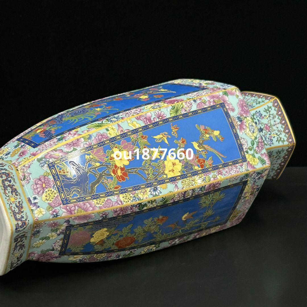 梅蘭竹菊六方瓶 景徳鎮 陶磁器 装飾品 現代工芸品 美術品 置物