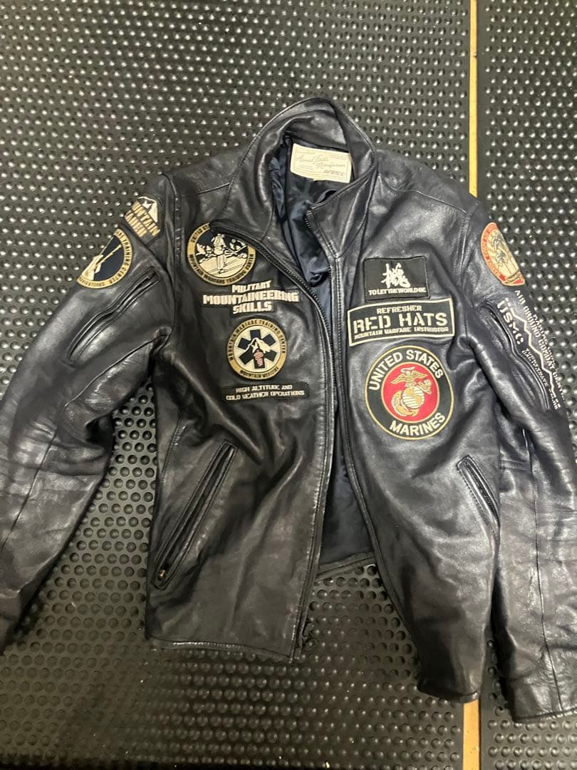 AVIREX シングルライダースジャケット ＸＬ　Leathers schott