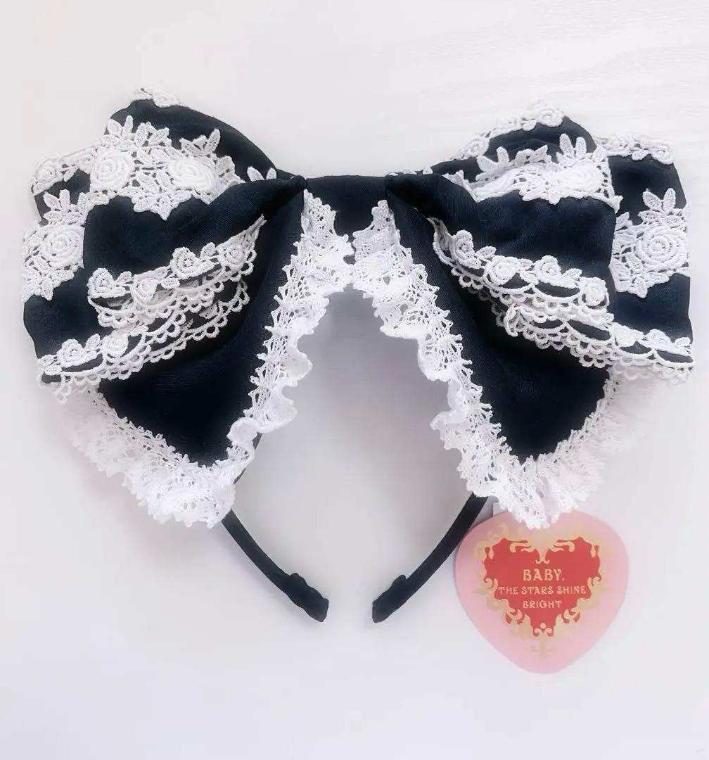 ⚠︎出品9/20まで BABY キャメロンカチューシャ(黒×オフ白)